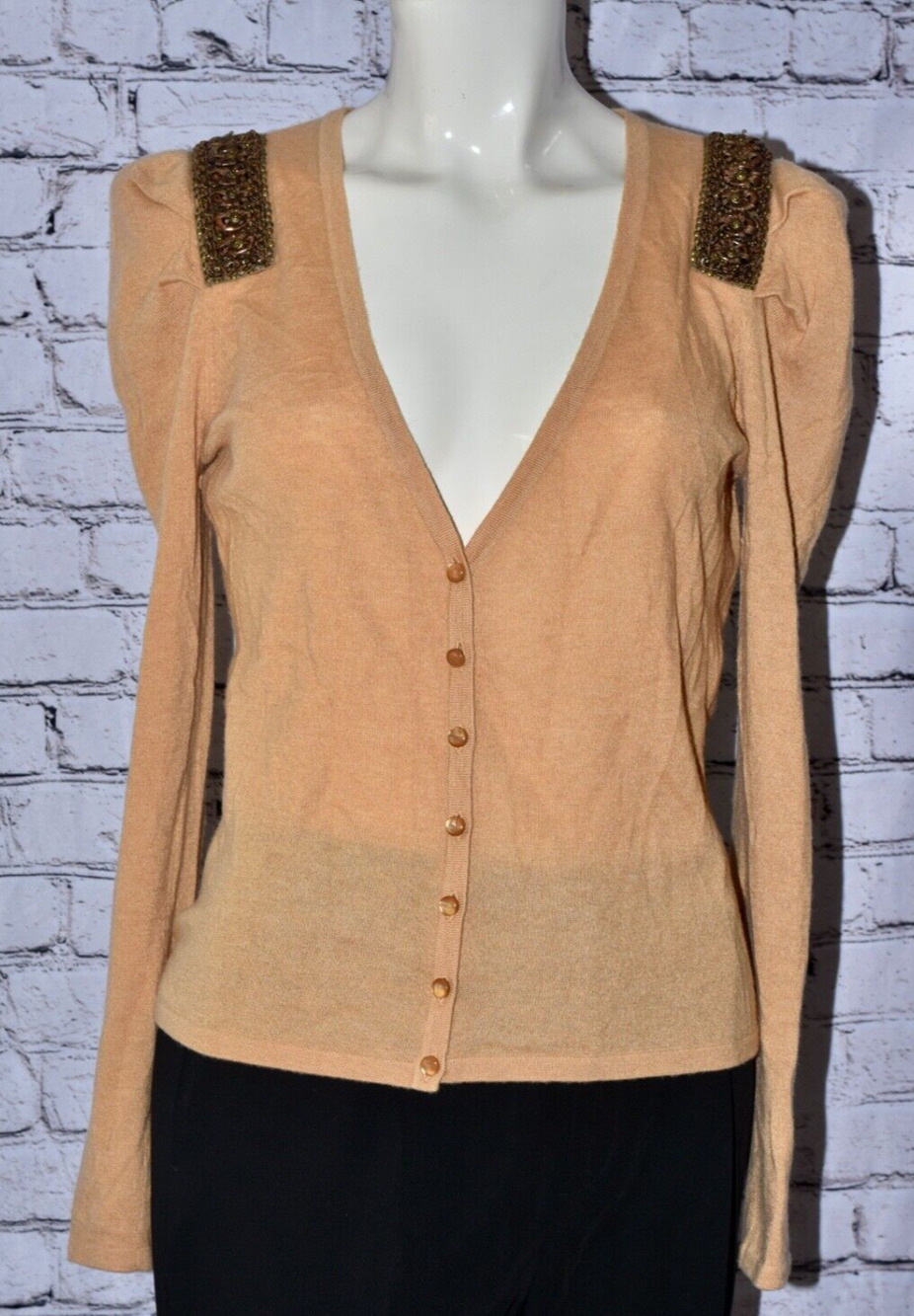 ESCADA EMBELLISHED LONG SLEEVE CASHMERE SWEATER SIZE 34/SMALL